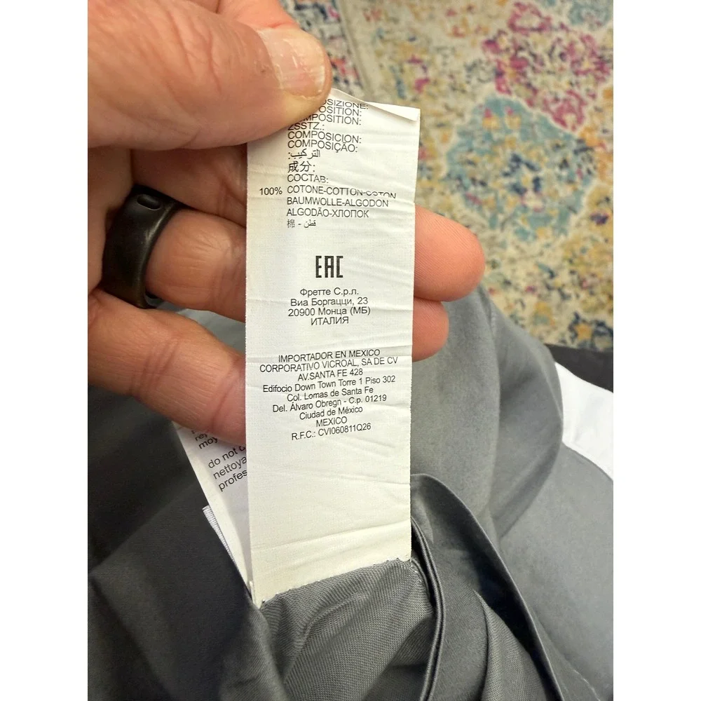 Frette King Duvet Cover & Euro Sham Set Grey Black White‎ Luxury Bedding NWOT